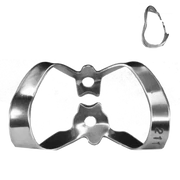 Rubber dam clamp, ivory, with wing, type 211, for upper and lower front, 1 piece