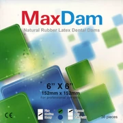 Dental Dam, latex, MEDIUM, 36 pieces, green, 6 "x 6"=15.5 x 15.5 cm, MINT, lightly powdered
