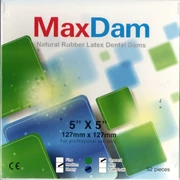 Dental Dam, latex, MEDIUM, 52 pieces, blue, 127 x127 mm, unscented, lightly powdered  (expired: 11/2025)