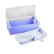 Műszeráztató kád, 1 literes, 26,3 x 11,5 x 7,2 cm, kék