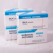 Surgical suture material made of silk, sterile, 3/0, HS 26, 75 cm, 1 box/12 pieces