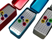 Endo-sterilisation box (60 holes, 4 rubber compartments) for endo needles, FG drills and gutta-percha tips, - in various colours