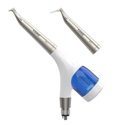 2-in-1 powder jet set with 4-hole tip, blue, 2 heads and 50 disposable nozzles