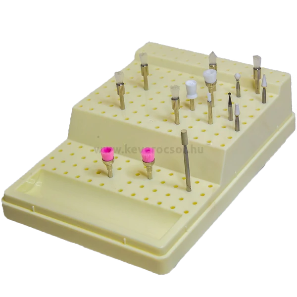 Fúrótartó 168 lyukkal, (144 db RA és 24 db FG), műanyag, nem autoklávozható, vaj színű