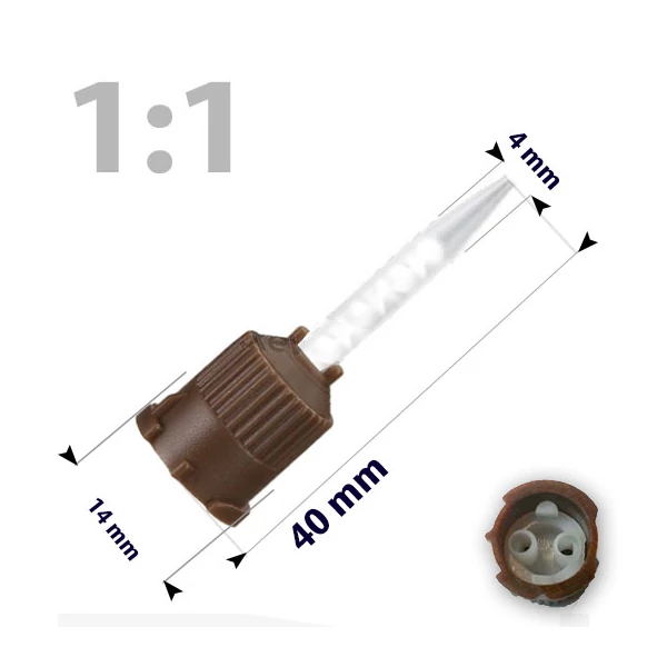 Keverőcsőrök, 50 db, barna, csúcsos, 1:1, 40 mm