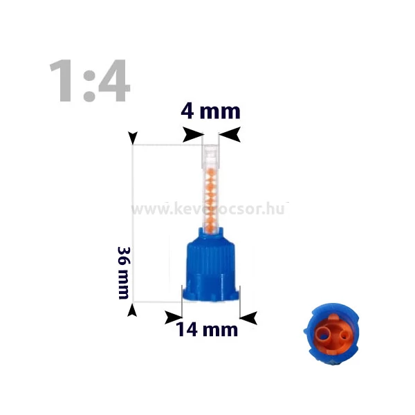 Keverőcsőrök, 50 db, sötétkék, nem csúcsos, 1:4, 36 mm