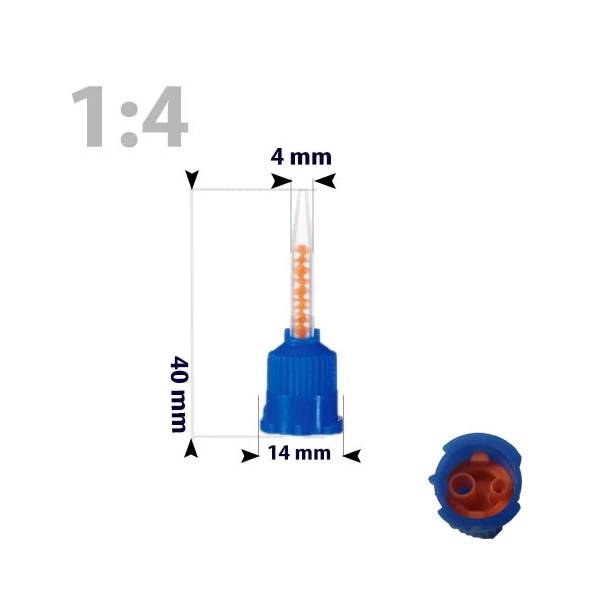 Keverőcsőrök, 50 db, sötétkék, csúcsos, 1:4, 40 mm