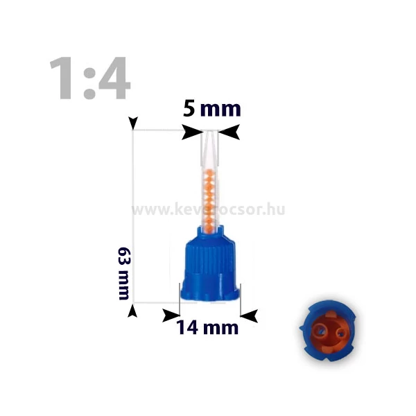 Keverőcsőrök, 50 db, sötétkék, csúcsos, 1:4, 63 mm