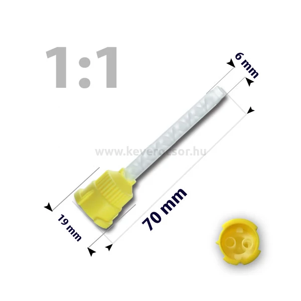 Keverőcsőrök, 50 db, sárga, nem csúcsos, híg A-szilikonokhoz, 1product, 70 mm
