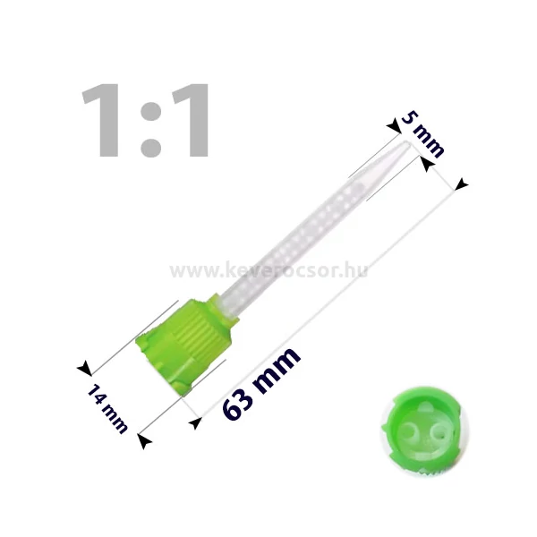 Keverőcsőrök, 50 db, zöld, 1:1, 63 mm
