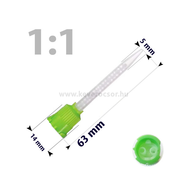 Keverőcsőrök, 50 db, zöld, 1:1, 63 mm