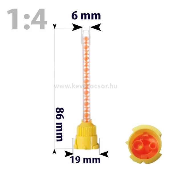Keverőcsőrök, 50 db, sárga, 1:4, 86 mm
