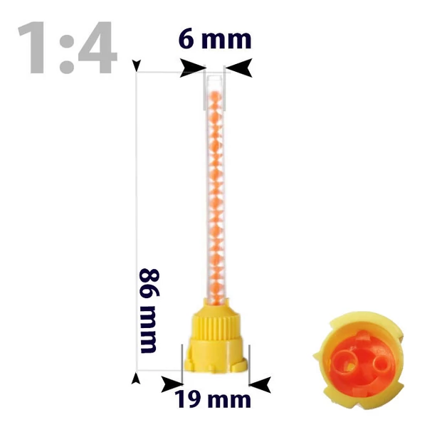 Keverőcsőrök, 50 db, sárga, 1:4, 86 mm
