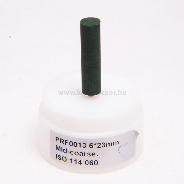 Gumi polírozó,zöld, 10 db hosszú henger (nudli), közép-kemény, 6x23mm, mandrel nélkül, ISO: 114 524, 20-30 000 rpm