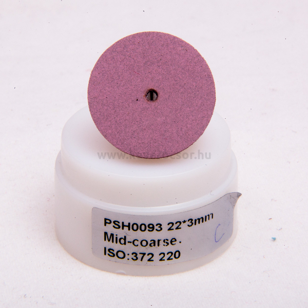 Kerámiás gumi szilikonból, 10 db, pink, közép-kemény, malomkő forma, 22x3mm, mandrel nélkül, ISO: 372 220, 10-12 000 rpm