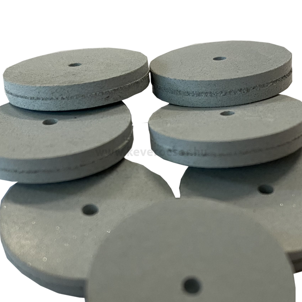 Kerámiás gumi szilikonból, 10 db, szürke, kemény, malomkő forma, 22x3mm, mandrel nélkül, ISO: 372 220,15-30 000 rpm