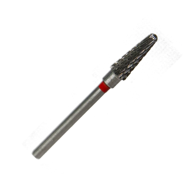 Karbid frézer, 1 db, HP, piros, lekerekített kúp alakú, L040FX, fém-, műanyag- és gipsz alakításhoz