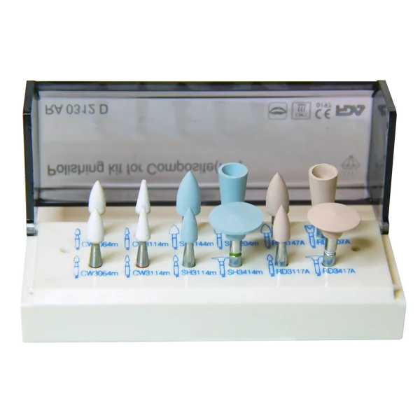 Kompozit polírozó készlet, 9 db/doboz, RA, (3 arkansas és 6 gumi)