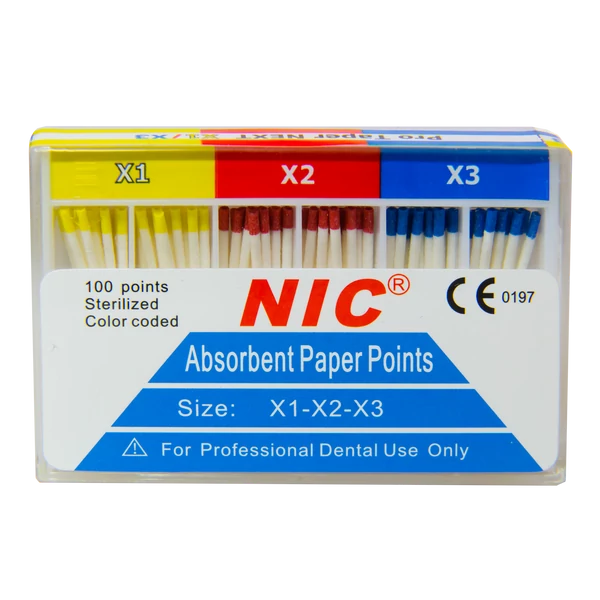 PAPÍR CSÚCS - X-file (Protaper next), 100 db-os, színjelzett,  X1-X3