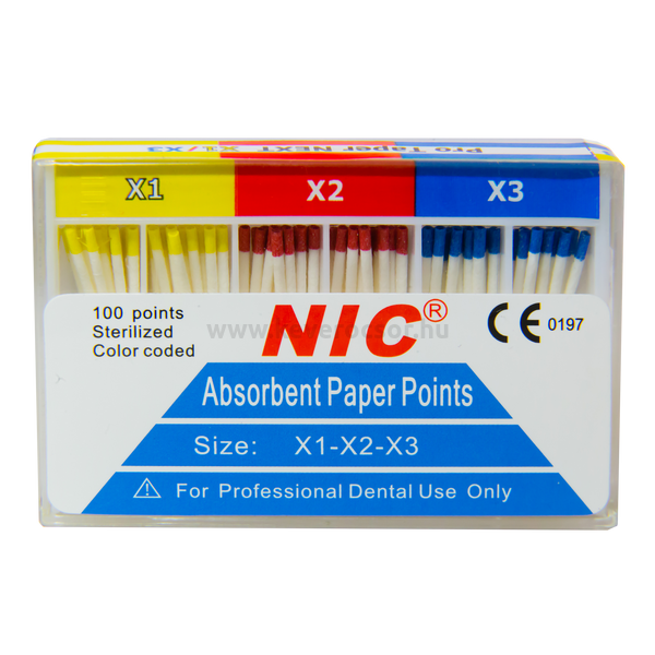 PAPÍR CSÚCS - X-file (Protaper next), 100 db-os, színjelzett,  X1-X3