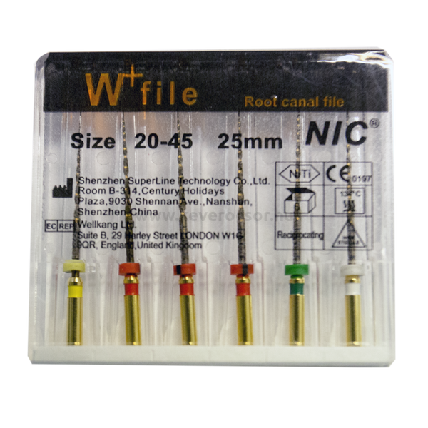 W-file (Waveone) set 21-40, 25 mm, 6 db gépi tű, M-wire NiTi