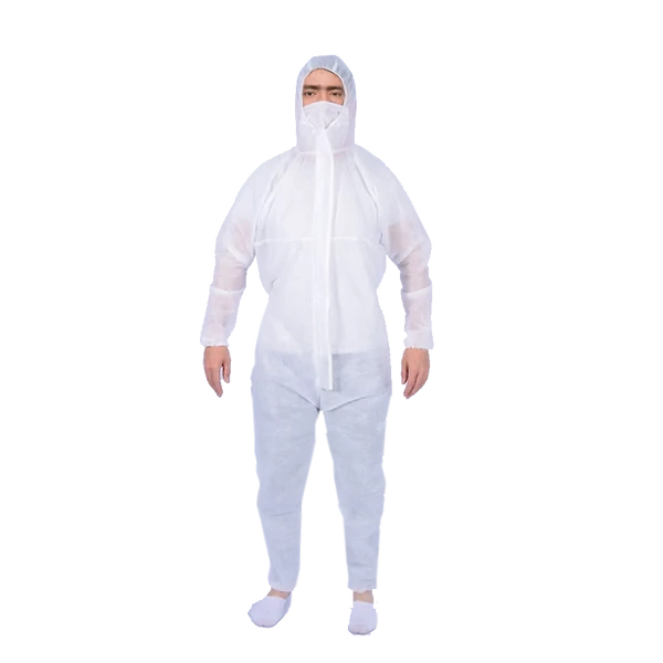 Costum de protecție cu glugă, lavabil, 1 bucată, culoare: alb