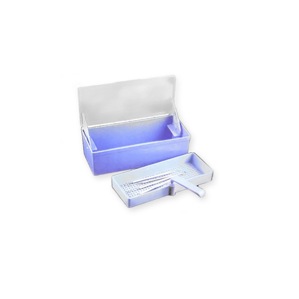 Műszeráztató kád, 1 literes, 26,3 x 11,5 x 7,2 cm, kék