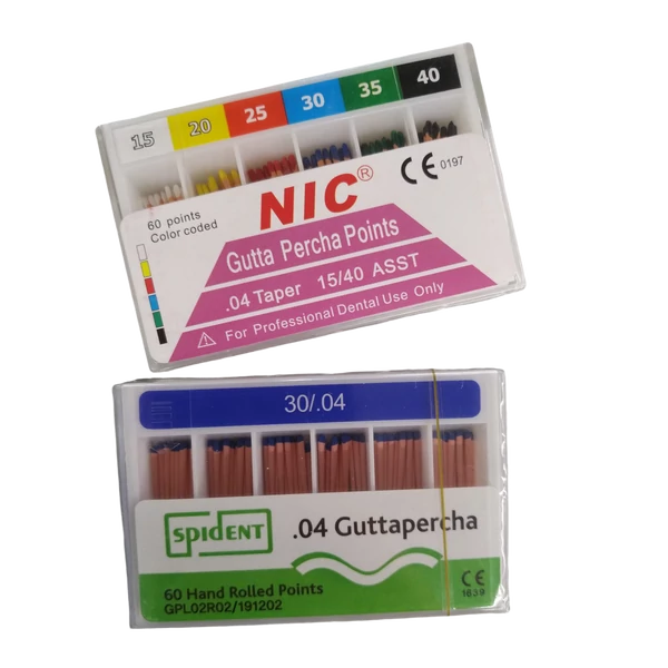 Guttapercha pointok (Taper 0.04), 60 db, színjelzett - több méretben