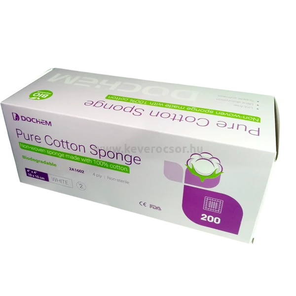 Pure Cotton Sponge, 10x10cm, non sterile, 200 pieces