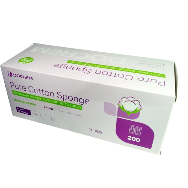 Burete din bumbac pur, 10x10cm, nesteril, 200 bucăți