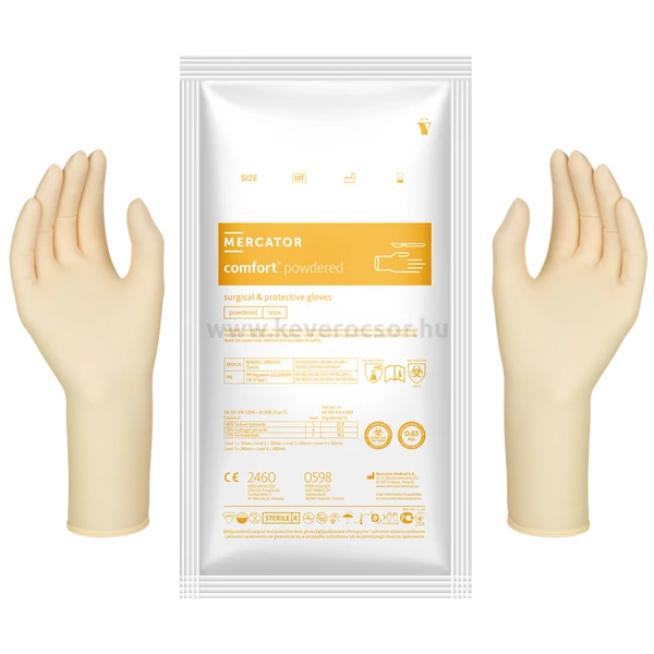 COMFORT®, steril sebészi, púderes latex kesztyű, 1 pár