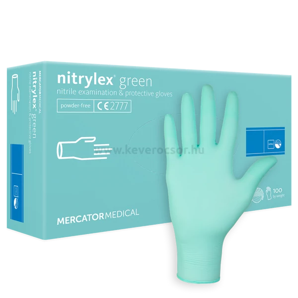 Nitrylex® green, mentazöld latex és púdermentes nitril kesztyű