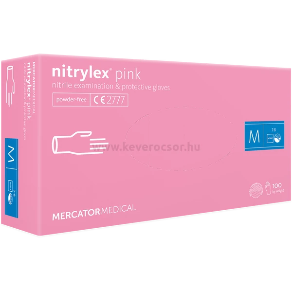 NITRIL Rózsaszín Orvosi Vizsgálókesztyű érzékeny bőrűek számára , latex- és púdermentes 