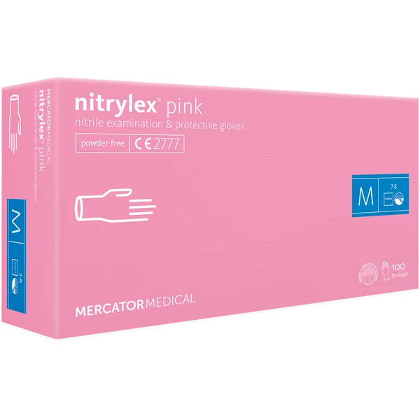 NITRIL Rózsaszín Orvosi Vizsgálókesztyű érzékeny bőrűek számára , latex- és púdermentes 