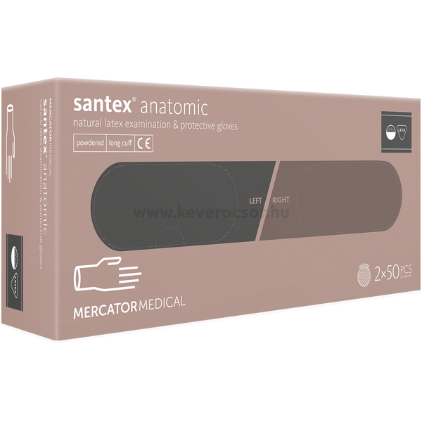 2x50 db  Santex® anatomic latex kesztyű, - többféle válaszható méretben