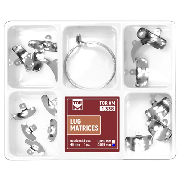 TOR-Lug metal matrix set, cut, embossed, with gum extension, 35 micron (18 pieces + MD ring)