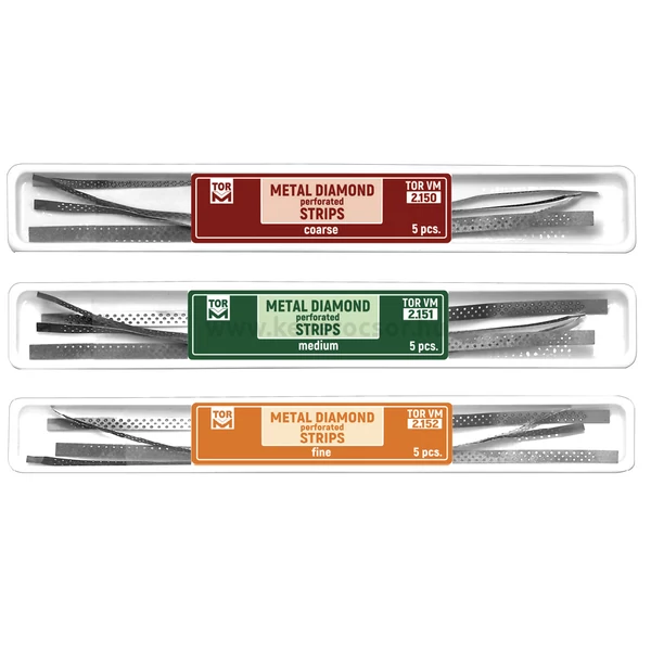 Fém perforált, gyémántozott, polírozó csík, 5 db, 145 mm hosszú, 4 mm széles - többféle vastagság