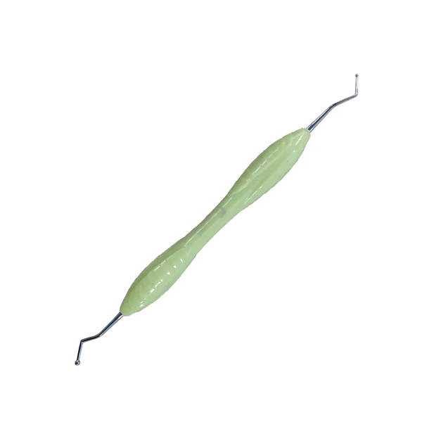 Kétvégű gömbtömő műszer zöld gumi markolattal ( 1,3 és 2,1 mm), 1 db