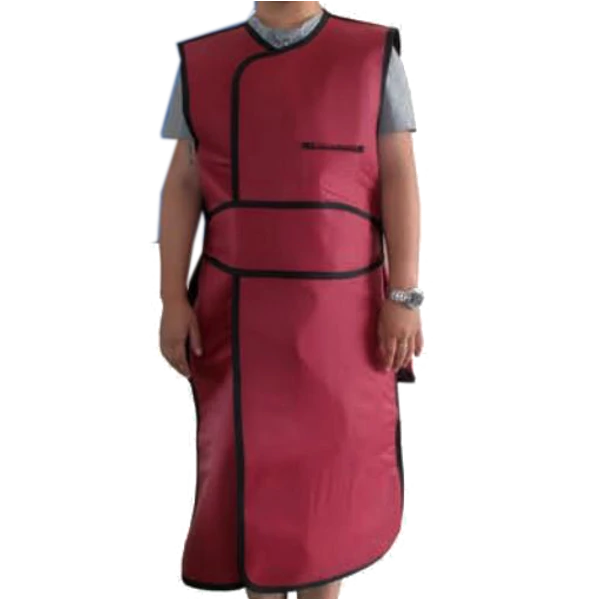 Lead apron in size L, suitable for panoramic shots, 105x60 cm, burgundy, thickness: 0.35 mm