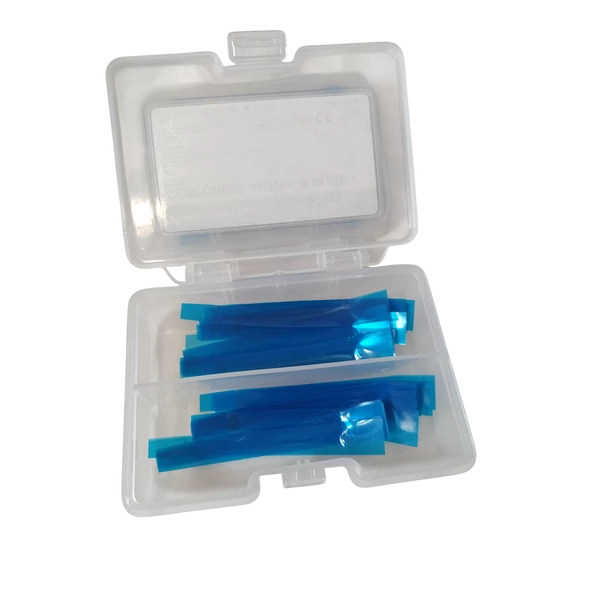 Contoured anterior tooth sticker, M8, for anterior teeth, transparent, blue, 50 microns, 50 pieces per box
