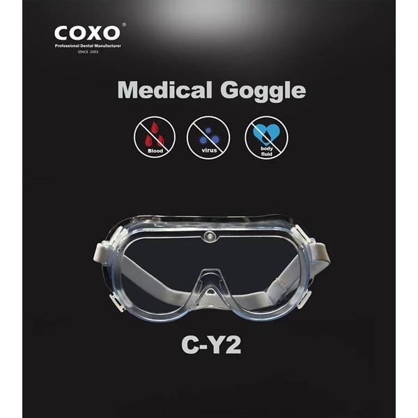 Ochelari de protecție COXO (CY-2), transparenți, cu curea elastică, 1 buc