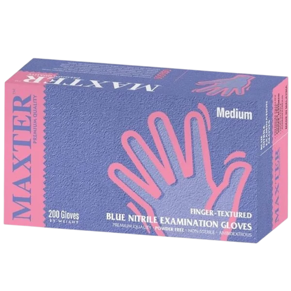 Maxter™ mănuși de examinare medicală din nitril, fără latex și pudră, albastru - 200 bucăți