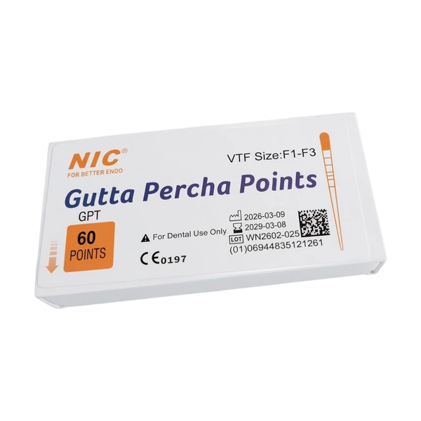 GUTTAPERCHA - U-Fileokhoz (Protaper Gold, Universal ) - 60 db-os, színjelzett -  F1-F3 set