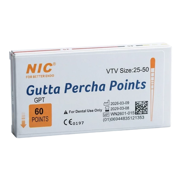 GUTTAPERCHA - V-file (Reciproc) - 60 db-os, színjelzett, steril, R25-40-50 set