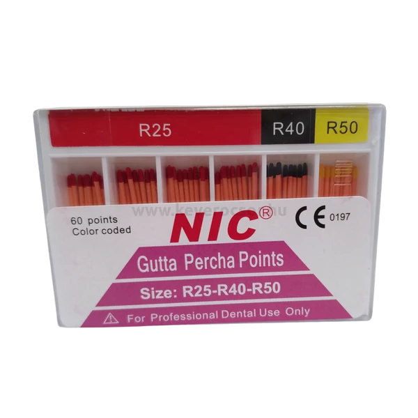 GUTTAPERCHA - V-file (Reciproc) - 60 db-os, színjelzett, steril, R25-40-50 set