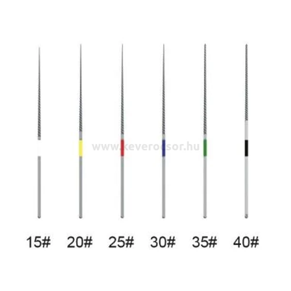 Endodonciai Nikkel-Titán tű depurátor fejbe, 15-40, 6db