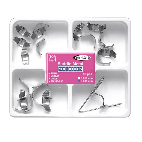 TOR - Embossed spring clip metal dies in a set, 18 pieces + pliers, 0.035 mm