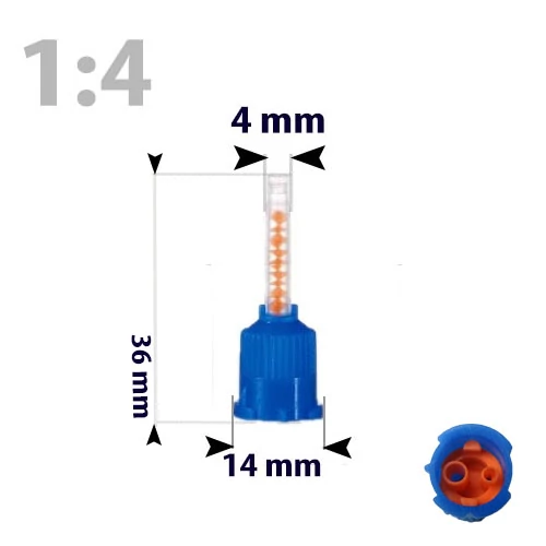 Keverőcsőrök, 50 db, sötétkék, nem csúcsos, 1:4, 36 mm