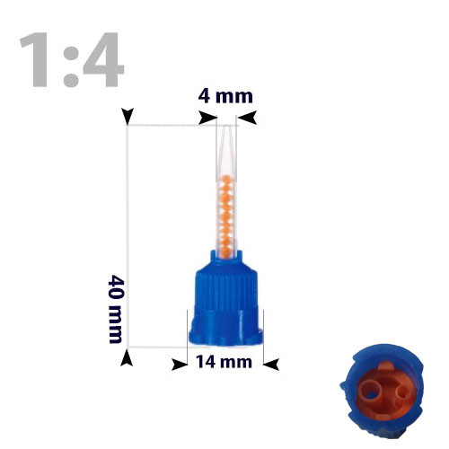 Keverőcsőrök, 50 db, sötétkék, csúcsos, 1:4, 40 mm