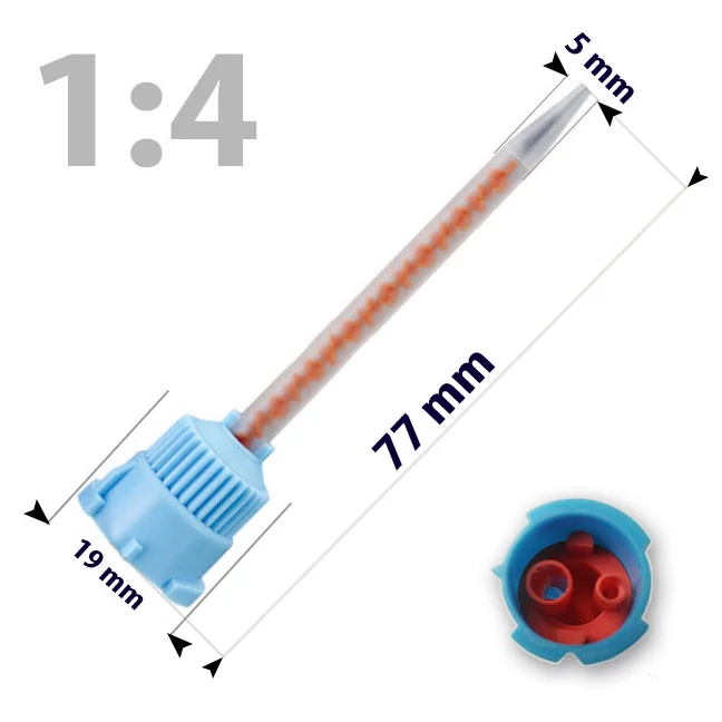 Mixing Tips, 50pcs, blue-orange, pointed, 1: 1, 77mm